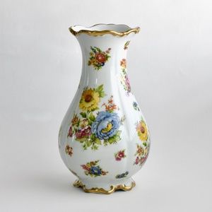 Waldershof Bavaria Germany, 22K gold, Handarbeit Porcelain Floral Vase